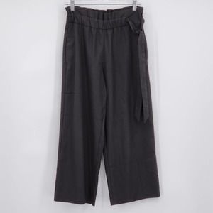 Zara High Rise Paperbag Wide Leg Black Trouser Pants Stretchy Size Medium
